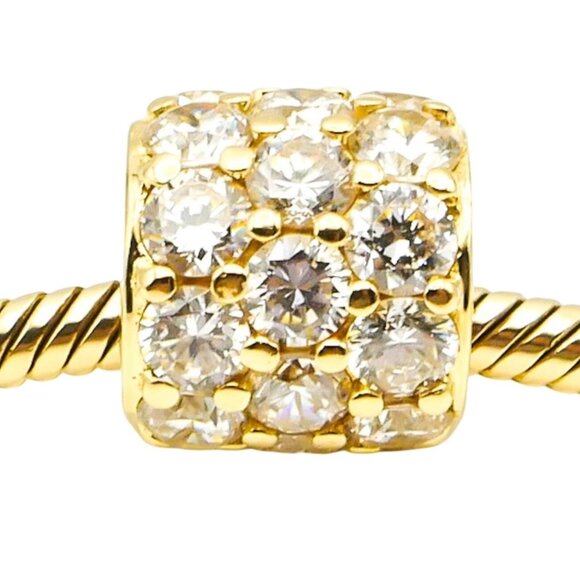 Vintage 14K Yellow Gold Cubic Zirconia Barrel Slider Pendant Charm - Picture 3 of 5